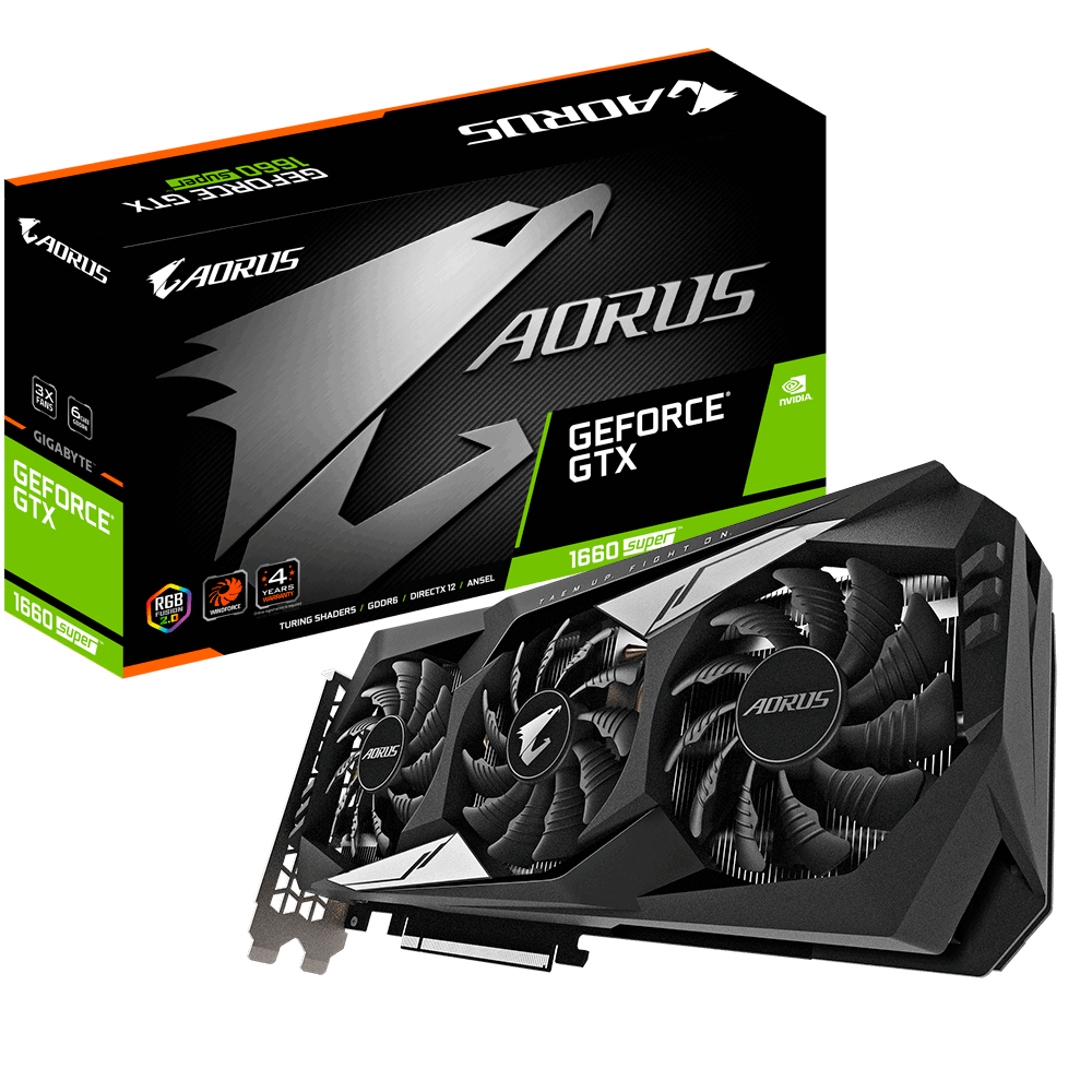 Gigabyte AORUS Garphics Card, GeForce GTX 1660 SUPER 6G, NVIDIA, 6GB,  GDDR6