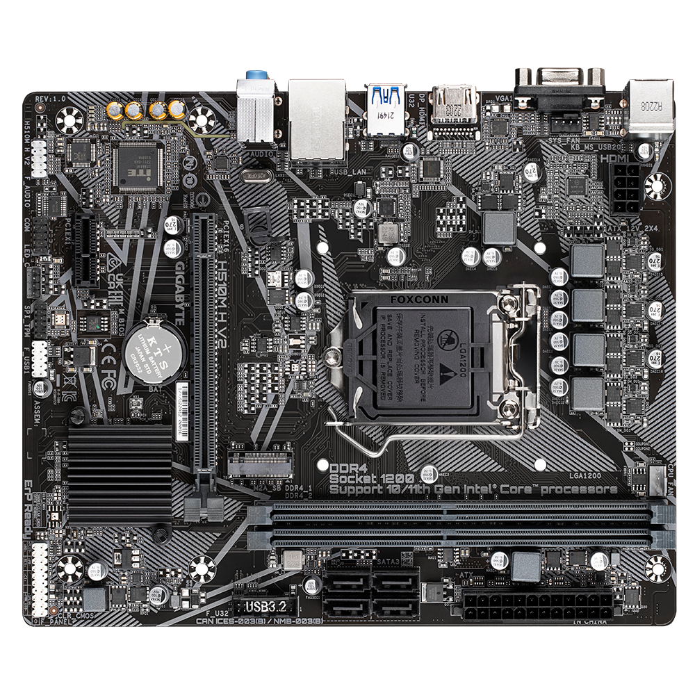 Gigabyte H510M H V2 motherboard Intel H510 Express LGA 1200 (Socket H5 ...