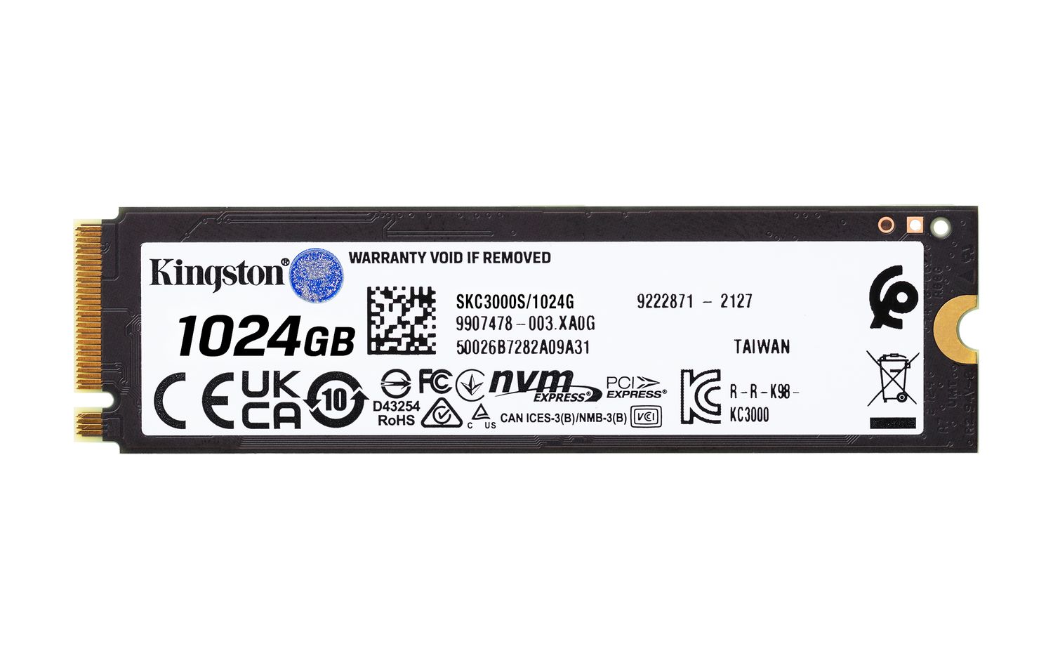 SSD Kingston 1024GB 消去済み KC3000 PCIe 4.0 NVMe M.2 SSD デスクトップパソコンおよび