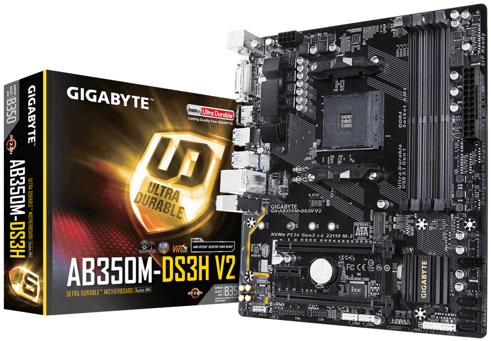 Gigabyte GA-AB350M-DS3H V2 Socket AM4, Micro ATX, AMD B350, Moterboard