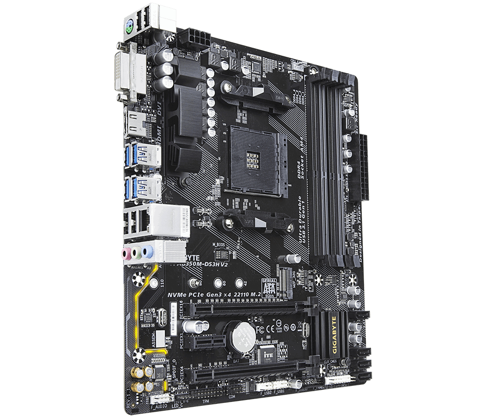 Gigabyte GA-AB350M-DS3H V2 Socket AM4, Micro ATX, AMD B350, Moterboard