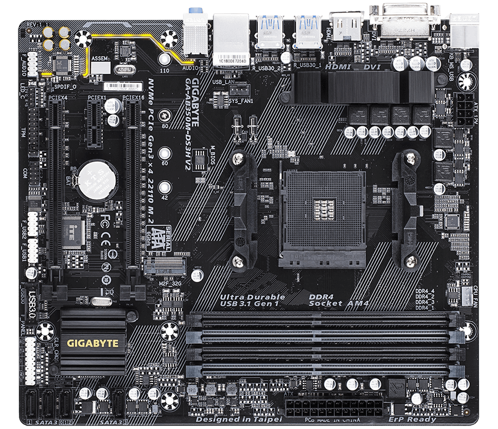 Gigabyte GA-AB350M-DS3H V2 motherboard Socket AM4 Micro