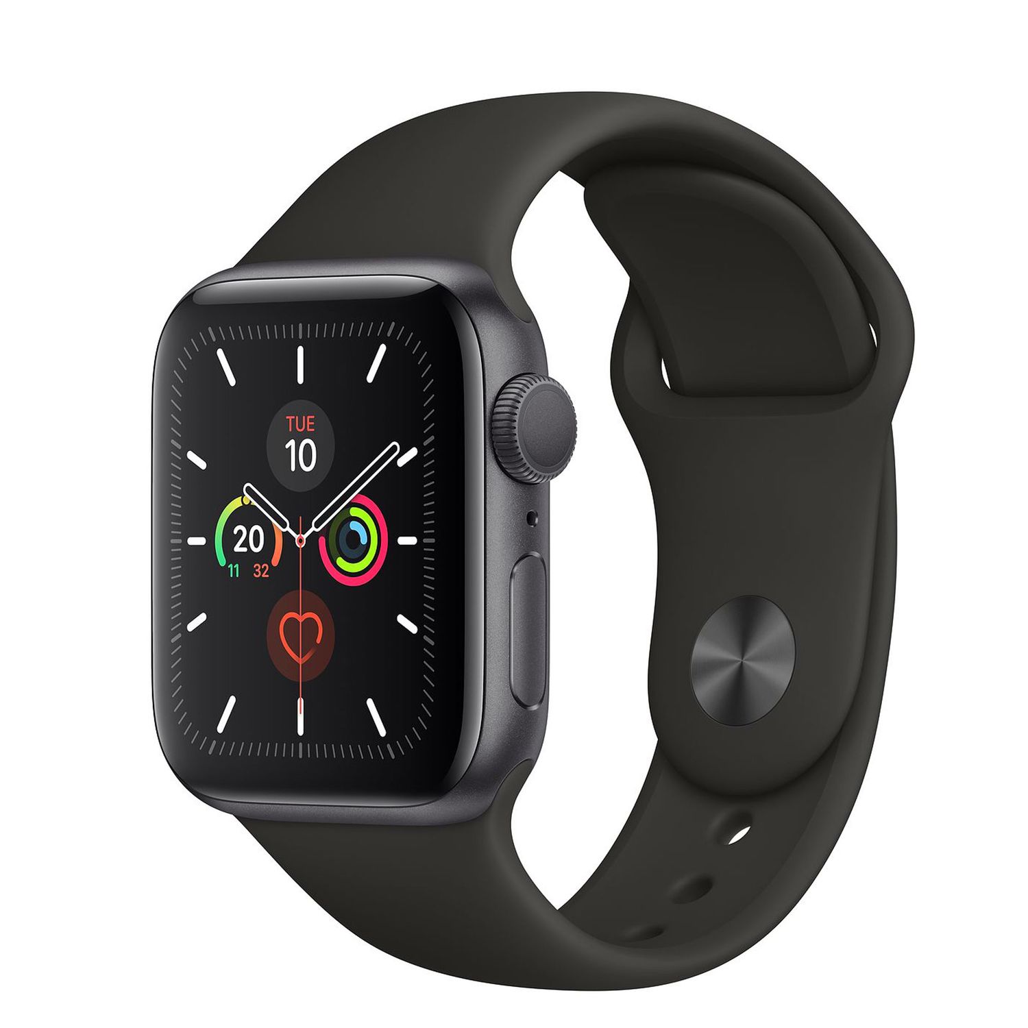 space grey watch with white band