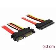 Delock 83803 - Extension Cable, SATA 6 Gb/s 22 pin plug > SATA 22 pin, Receptacle (5 V + 12 V), 30 cm