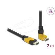 Delock High Speed HDMI Cable Male Straight to Male 90° Downwards Angled, 48Gbps, 8K, 60Hz, 2m, Black, Yellow