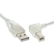 InLine CA-472200 - USB 2.0 Cable, Right Angeled, Type A Male To B Male, Transparent