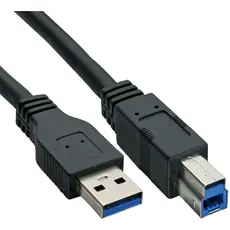 InLine CA-475080 - USB 3.0 Cable, Type A Male to Type B Male, 0.3m, Black