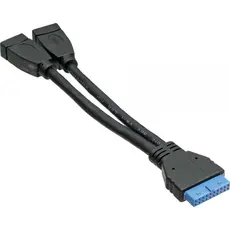 InLine 33445I - USB 3.0 Adapter Cable, 2x socket A to 19-pin Connector