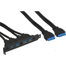 InLine 33390D - Slot Bracket 4x USB 3.0 A Female / Internal, Mainboard Plug, 0.5m
