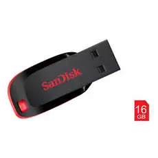 SanDisk Cruzer Blade - 16GB USB Flash Drive, Black/Red