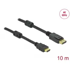 DeLOCK 85960 - Video Cable Adapter, HDMI Type A (Standard) DisplayPort, 10m, Black