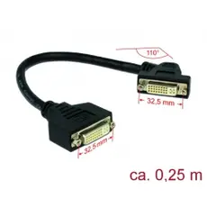 Delock CA-625350 - DVI Cable 24+5 Female > 24+5 Female, Panel-Mount, 110° Angled, 25cm