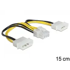 Delock 83410 - Internal Power Cable, 2 x 4 pin Molex male > 8 pin EPS male, 15cm