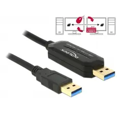 Delock D83647 - Cable Data Link + KM Switch, USB 3.0 Type A male > USB 3.0 Type A male, 1.5m