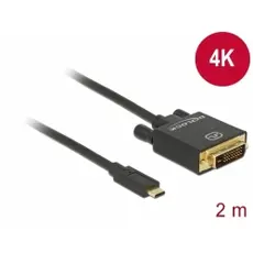Delock D85321 - Cable USB Type-C™ Male > DVI 24+1 Male (DP Alt Mode) 4K, 30Hz, 2m, Black
