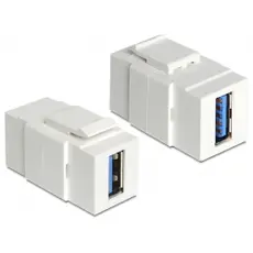 Delock CA-D86319 - Keystone Module USB 3.0 A Female > USB 3.0 A Female, White