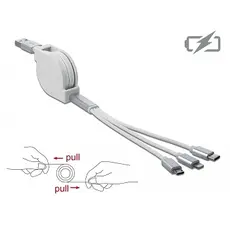 DeLOCK 85850 USB cable 0.98 m 2.0 USB A USB C/Micro-USB B/Lightning Silver,White