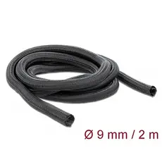 Delock - Braided Cable Sleeve, Self-Closing, 2mx9mm, Black
