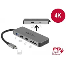 Delock CA-D87743 - Docking Station for Mobile Devices, USB Type-C™,  4K - HDMI / Hub / SD / PD 2.0