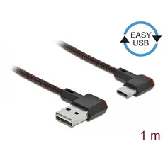 Delock D85281 - USB 2.0 Cable, Type-A Male to USB Type-C™ Male, Angled, Left/Right, 1m, Black