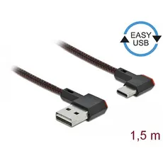Delock D85282 - USB 2.0 Cable, Type-A Male to USB Type-C™ Male, Angled, Left/Right, 1.5m, Black