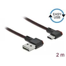 Delock D85283 - USB 2.0 Cable, Type-A Male to USB Type-C™ Male, Angled Left/Right, 2m, Black