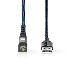 Nedis 698850 - USB Cable, Apple Lightning 8-Pin, USB-A Male, Nickel Plated, 1m, Round, Braided/Nylon Space