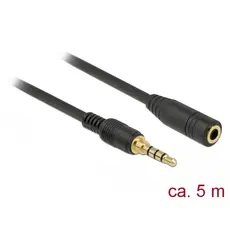 Delock D85635 -  Stereo Jack Extension Cable 3.5mm, 4pin, Male to Female, 5m, Black