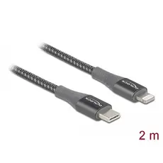 כבל USB-C 2.0 ל- Lightning MFi Certified אפור ז/ז אורך 2M