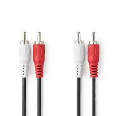 Nedis 550475 - Stereo Audio Cable 2x RCA Male, Nickel Plated, 10m, Red/White