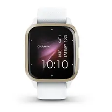 Garmin Venu Sq2 - Smart Sports Watch, Cream Gold - White Band