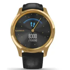 Garmin Vivomove Luxe - Smart Watch, Pure Gold-Black, Leather