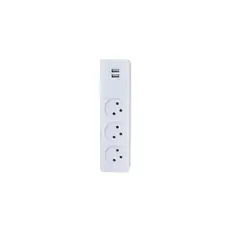 מפצל חשמל 3 מקומות מאונך עם חיבור USB
