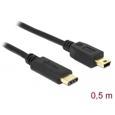 Delock 83335 - Cable USB Type-C™ 2.0 male > USB 2.0 Type Mini-B male 0.5m, Black