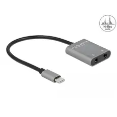 Delock 66564 - Audio Splitter USB Type-C™ to 2 x stereo jack female metal
