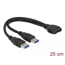 Delock 83910 - Cable USB 3.0 Pin Header Male > 2 x USB 3.0 Type-A Male, 25cm