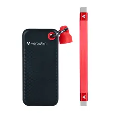 Verbatim Pocket - 2TB External SSD, USB 3.2 Gen 2, Black/Red