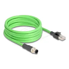 Delock M12 Cable D-coded 4 pin Male to RJ45 Male, PUR (TPU), 5m