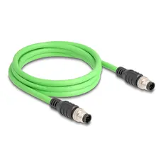 Delock M12 Cable A-Coded, 8-pin male to male, PUR (TPU), 2m