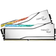 G.Skill DDR5 64GB (2x32GB) 6400 CL32 Trident Z5 Royal Silver, מהירות הזיכרון: 6400 MHz, זמן איחזור CAS: 32, צבע המוצר: Silver