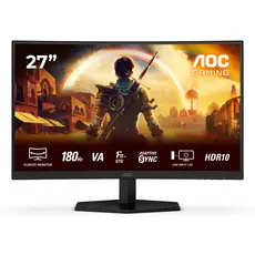 AOC C27G42E Gaming Monitor - 27", Full HD, Fast VA, 180 Hz, Curved, Black, 3YR