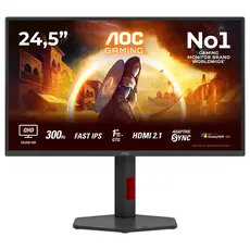 AOC Q25G4SR Gaming Monitor - 24.5", Quad HD, Fast IPS, 300 Hz, Black, Red, 3YR – מסך מחשב