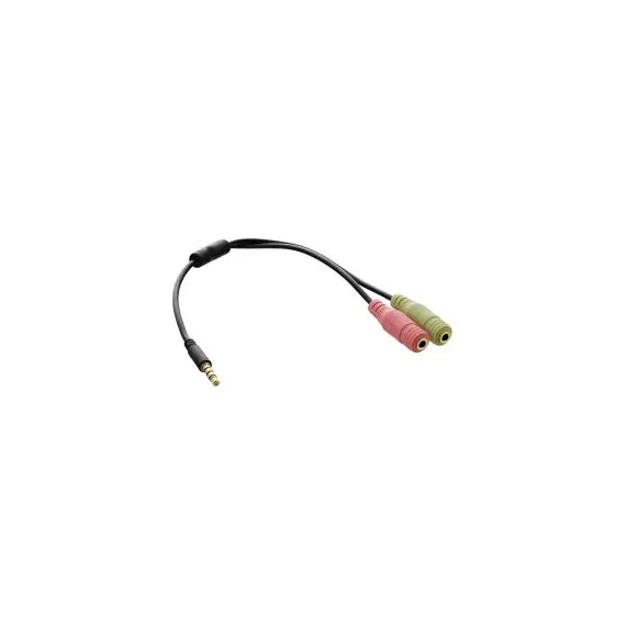 InLine 99302I - Audio Headset Adapter Cable, 3.5mm, Male 4 Pin / 2x 3.5mm, 0.15m, Black
