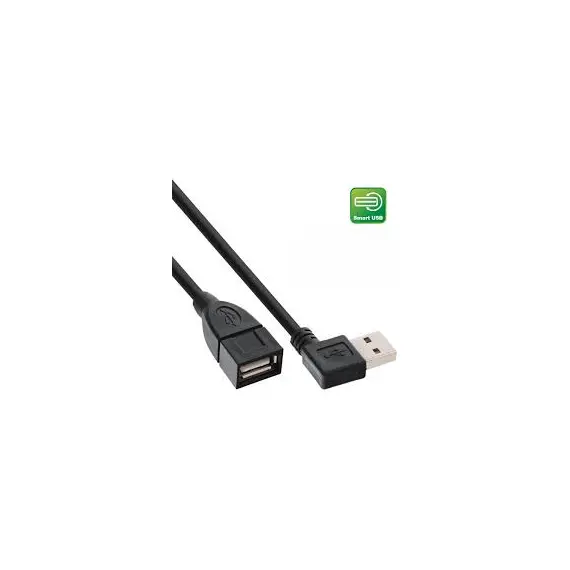 InLine CA-472100 - USB 2.0 Smart Cable, Angled + Reversible Type A Male to Female, 0.2m, Black