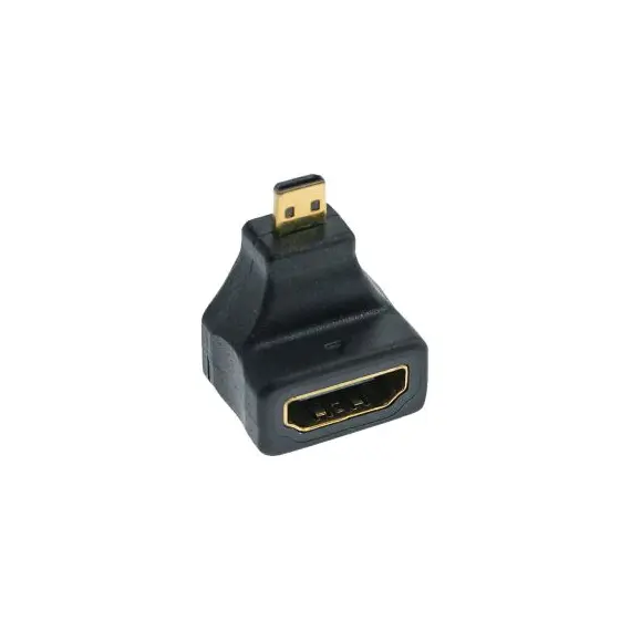InLine 620294 - HDMI Adapter, HDMI A socket to Micro HDMI D plug, Angled, 4K, 2K, Gold-Plated