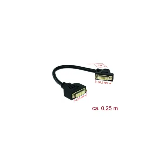 Delock CA-625350 - DVI Cable 24+5 Female > 24+5 Female, Panel-Mount, 110° Angled, 25cm
