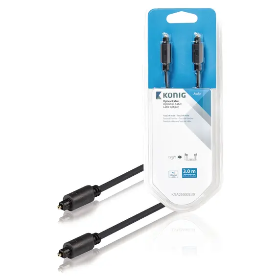 Konig  KNA25000E30 - Digital Audio Cable, TosLink, M/M, 3m