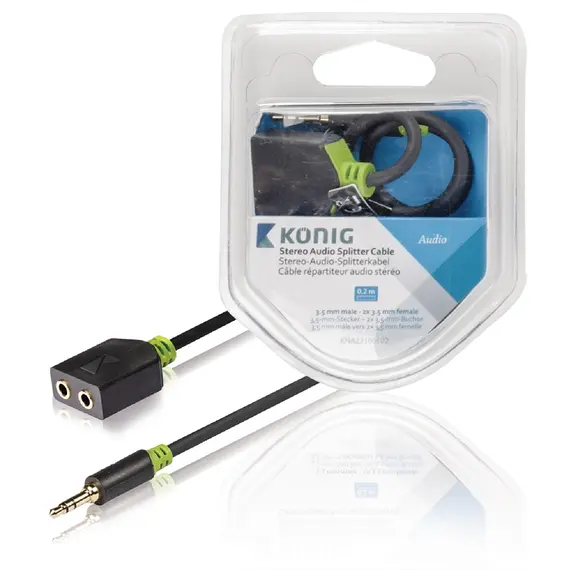 Konig KNA22100E02 - Audio Cable 3.5MM M To 2X3.5MM F, 0.20M