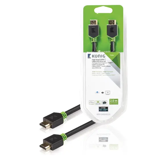 Konig KNV34000E20 - HDMI Cable, 4K, M/M, 2m