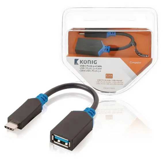 Konig 770400 - USB 3.0 Cable to USB-C Male, 15cm